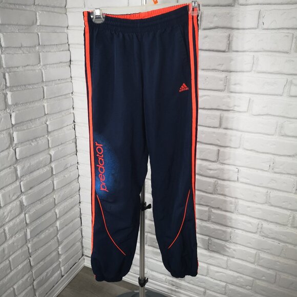 Adidas Predator Youth's Size Medium Navy & Orange Lined Pull On Track Pants - Picture 1 of 16